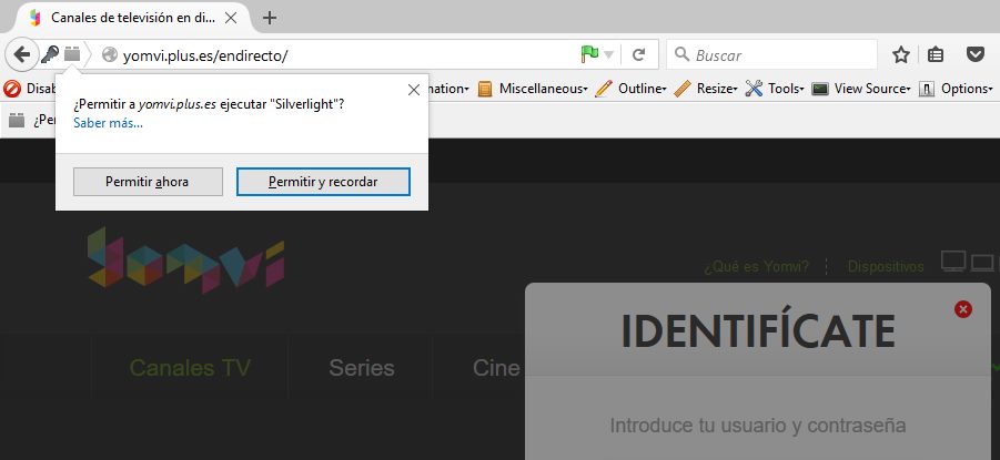Permitir silverlight para ver yomvi.