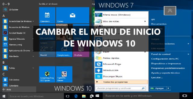 Cambiar menú inicio de Windows 10
