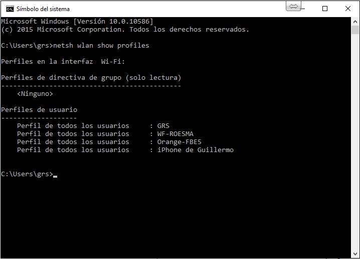 ver perfiles para obtener clave wifi