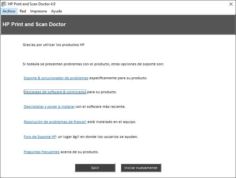 Opciones para solucion de problemas en impresoras y scanners HP