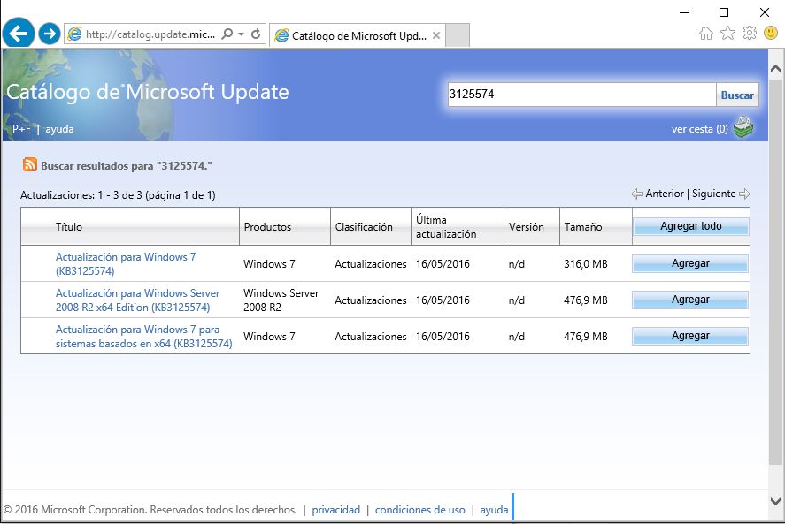 Lista descargas service pack 2 windows 7