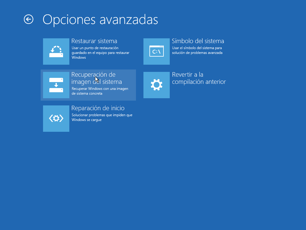 Recuperación de imagen de sistema de windows