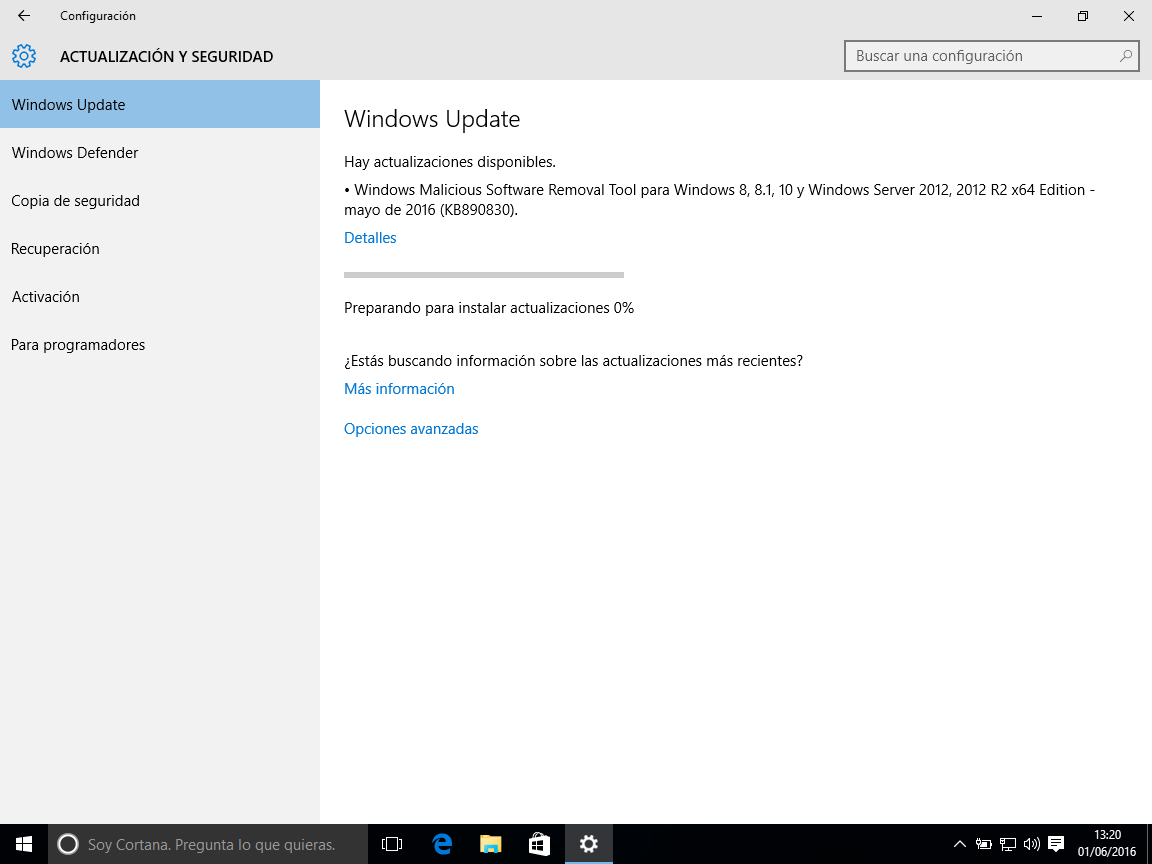Forzando actualizaciones en windows 10