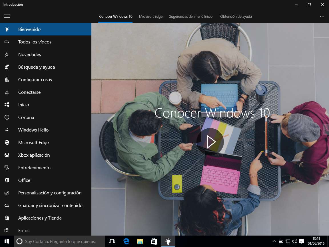 Ver introducción después de actualizar a Windows 10