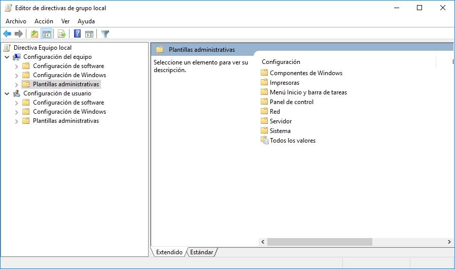Editor de politicas de grupo locales Windows 10