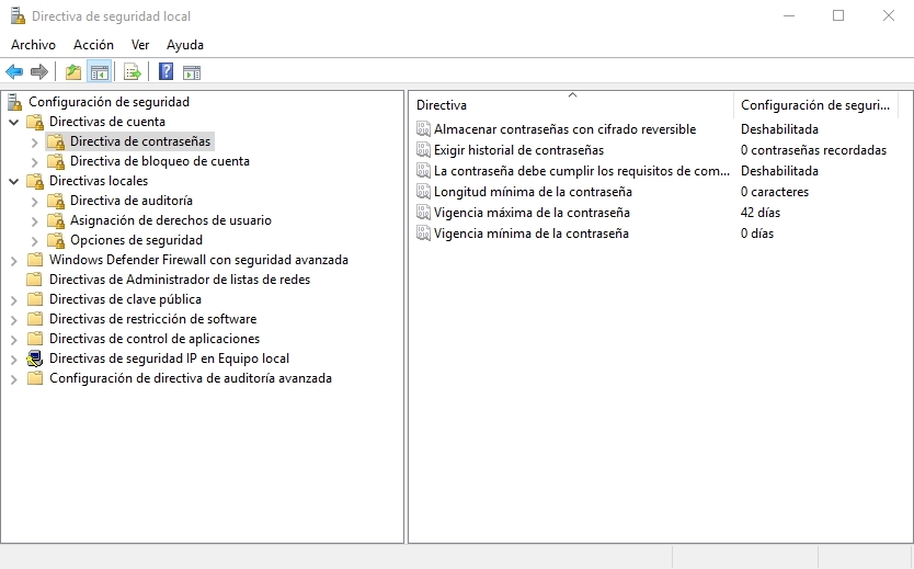 Visión general de la consola de Directivas de Seguridad de Windows.
